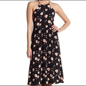Abound Floral High Neck Midi Dress Black Medium